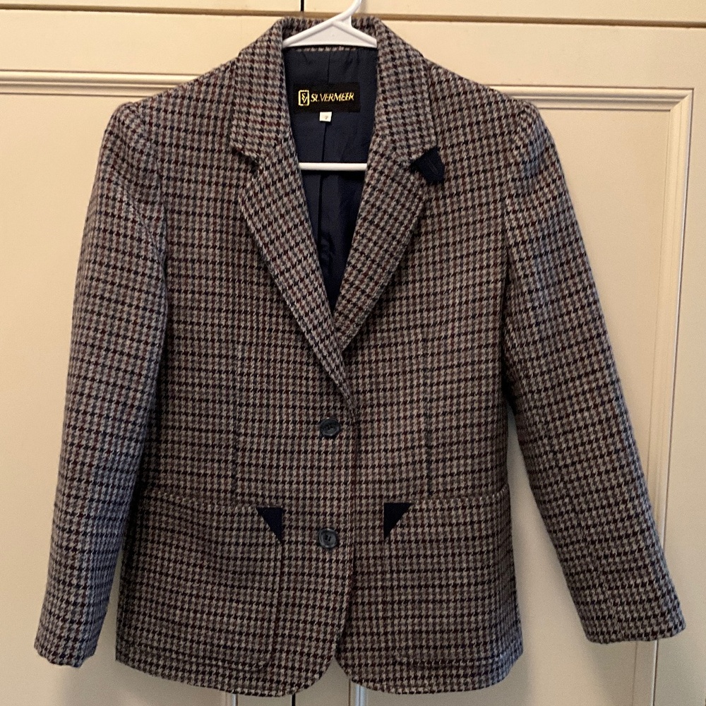 Dark Academia Houndstooth Grey Blazer
